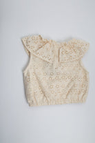 جينجرسنابس بلوزة بناتي مخرم كت بياقة البيج