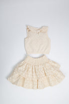 جينجرسنابس تنورة كلوش طبقتين مخرمة بناتي البيج