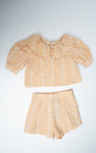 جينجرسنابس طقم بناتي بلوزة وشورت مشجرة برتقالي