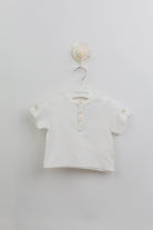 جينجرسنابس تي شيرت بولو ولادي سادة بأزرار أمامية نص كم أبيض