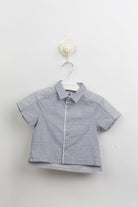 جينجرسنابس قميص بيبي ولادي بنمط مربعات بأكمام نص أزرق