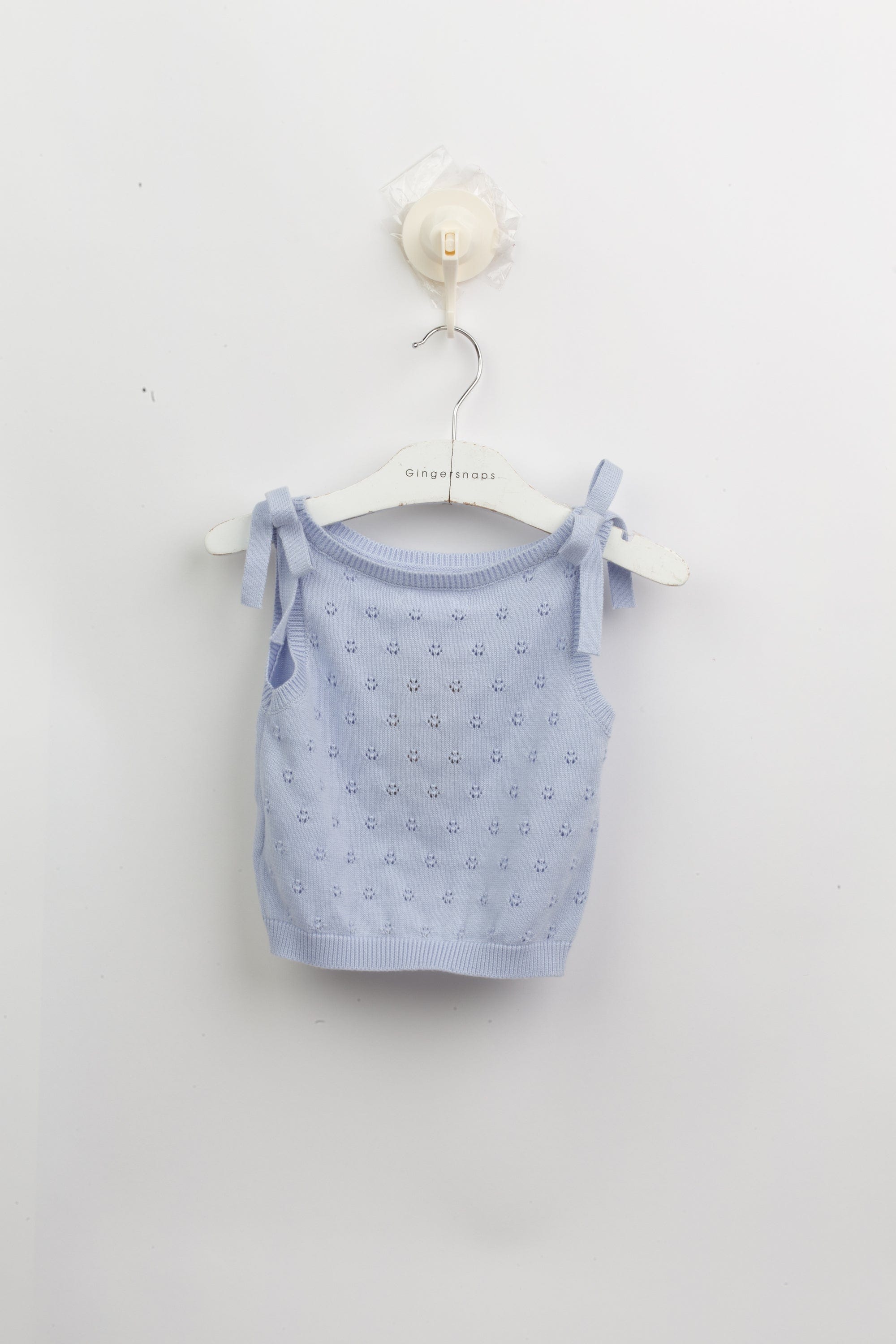جينجرسنابس بلوزة بناتي رضع بدون أكمام بفيونكة منسوجة أزرق