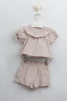 جينجرسنابس طقم بناتي شورت وبلوزة بنمط مربعات للرضع بنفسجي