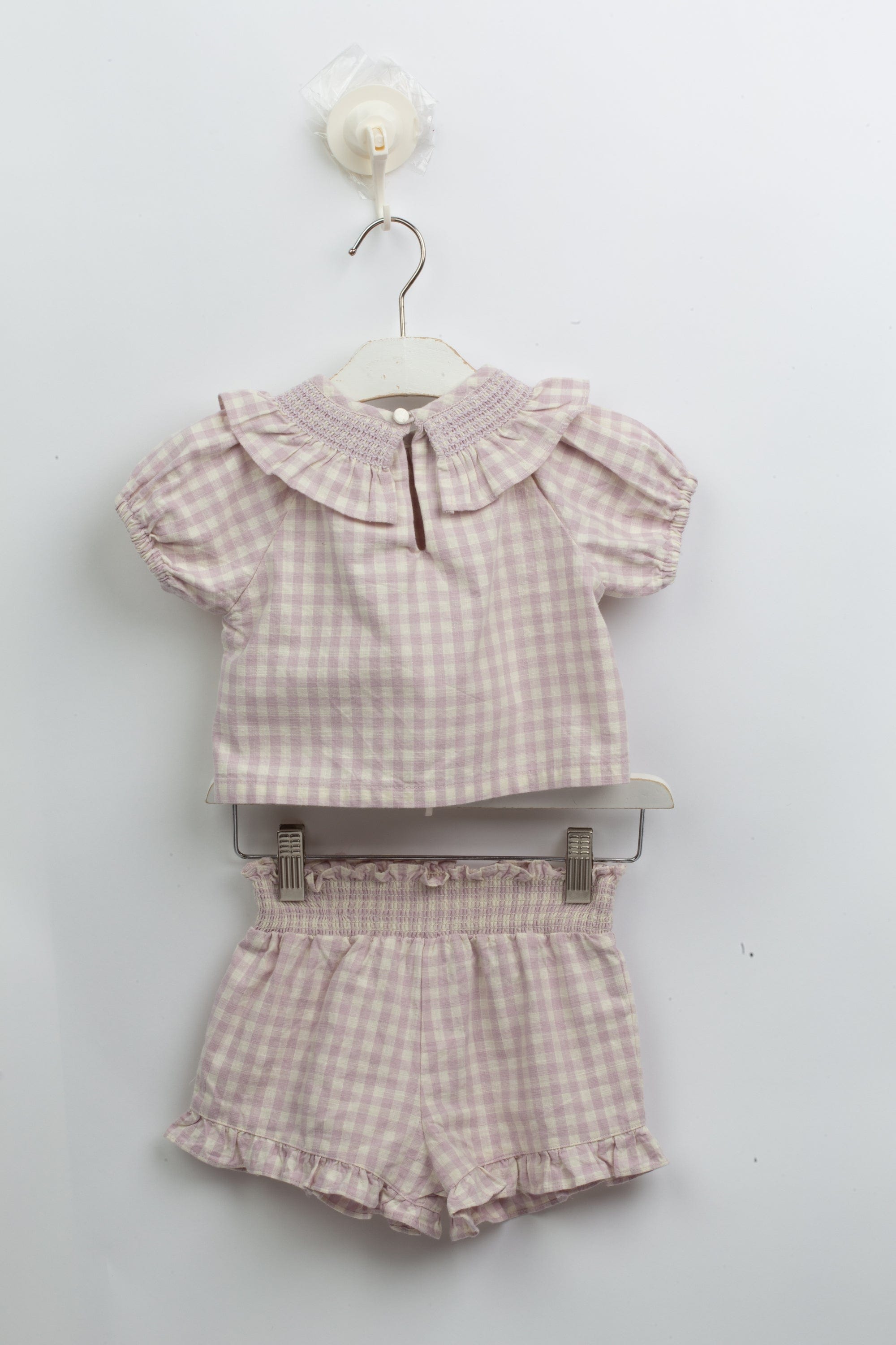 جينجرسنابس طقم بناتي شورت وبلوزة بنمط مربعات للرضع بنفسجي