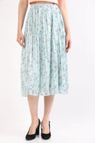 ميكا تنورة ميدي بليسية بنمط مشجر