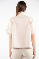 ميكا سترة نص من بسحاب ورقبة نسائي