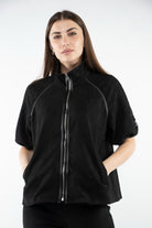 ميكا سترة نص من بسحاب ورقبة نسائي