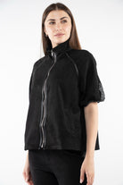 ميكا سترة نص من بسحاب ورقبة نسائي