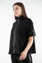 ميكا سترة نص من بسحاب ورقبة نسائي