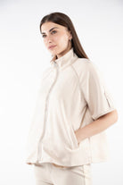 ميكا سترة نص من بسحاب ورقبة نسائي