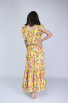 ميكا تنورة ميدي مشجرة بطبعة ورود صغيرة ذيل كلوش