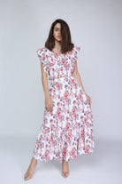 ميكا تنورة ميدي مشجرة بطبعة ورود صغيرة ذيل كلوش