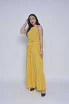 ميكا فستان ماكسي بدون أكمام سادة برباط خصر