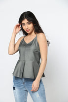 ميكا بلوزة سهرة حمالات سبعة كلوش من أسفل نسائي