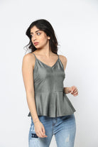 ميكا بلوزة سهرة حمالات سبعة كلوش من أسفل نسائي