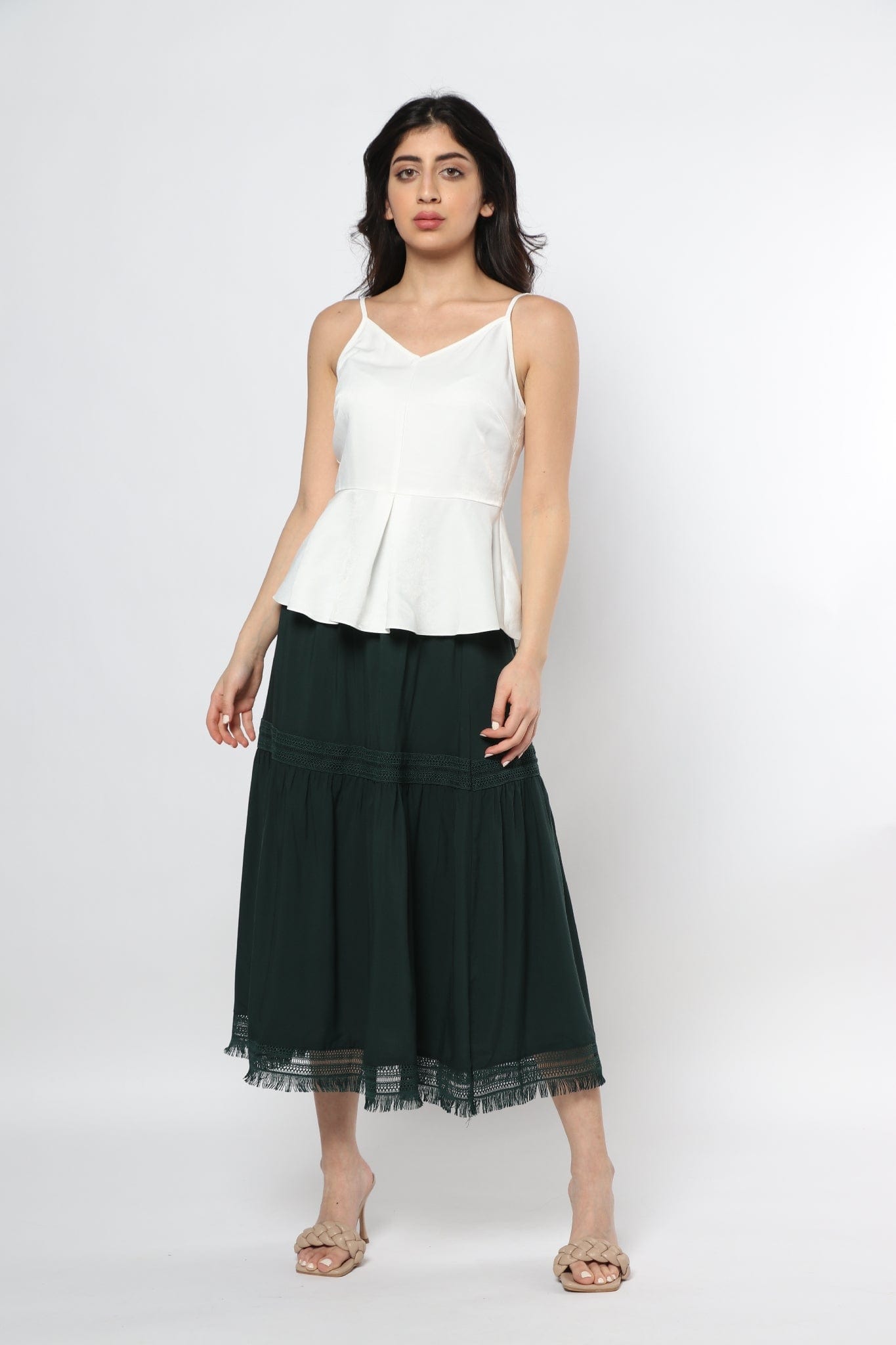 ميكا بلوزة سهرة حمالات سبعة كلوش من أسفل نسائي