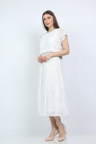 ميكا فستان ميدي مخصر بكم قصير