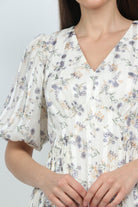 ميكا فستان ميدي مشجر بورود بكم بف قصير أرجواني