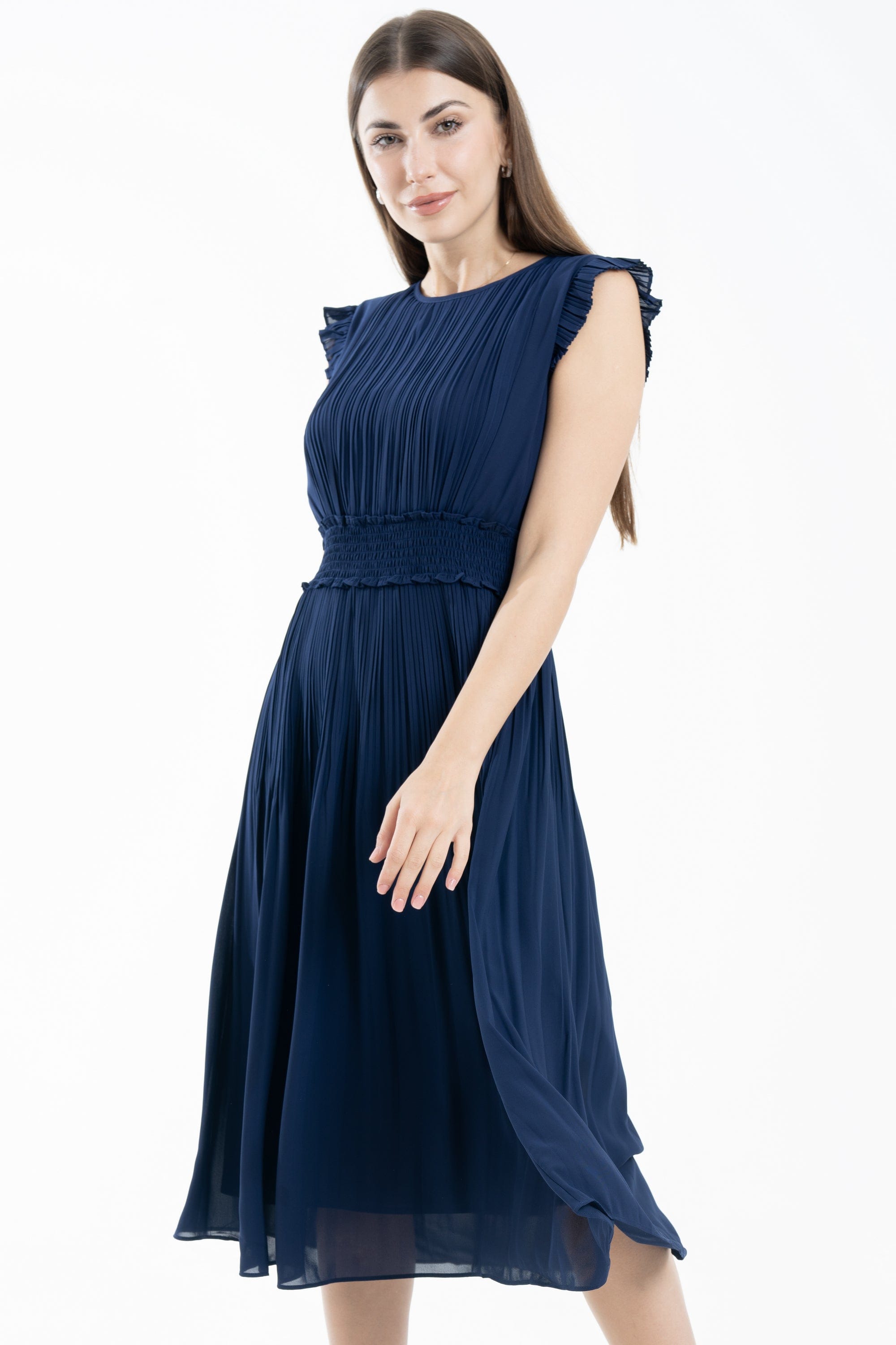 ميكا فستان ميدي بكسرات مخصر كت نسائي