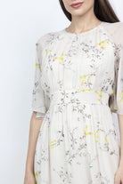 ميكا فستان طويل مشجر كم قصير شيفون