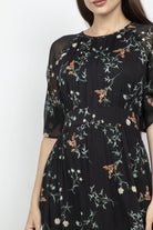 ميكا فستان طويل مشجر كم قصير شيفون