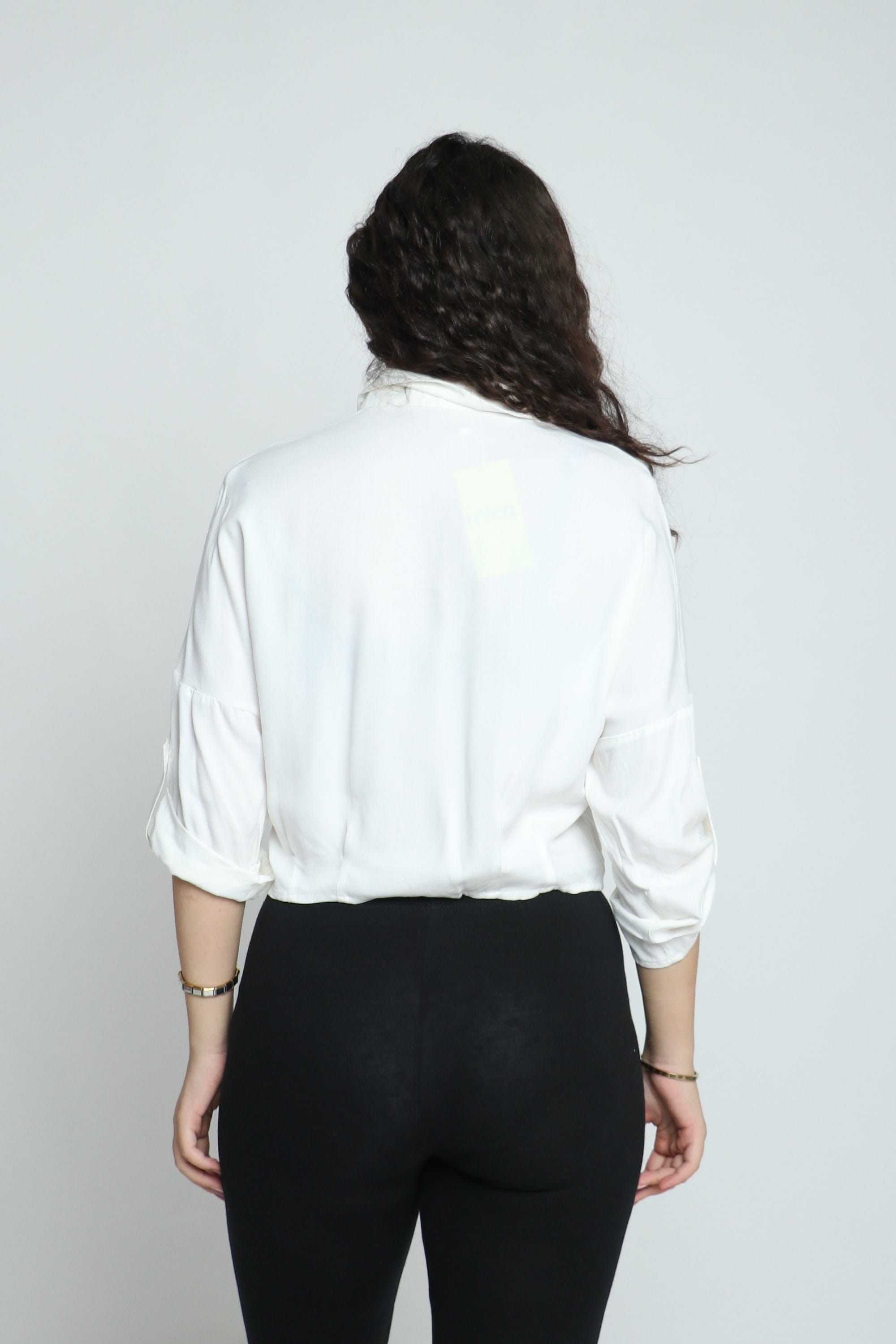 ميكا قميص فسكوز مقلم بجيب كم طويل نسائي