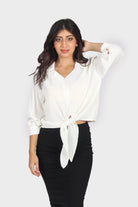 ميكا قميص سادة بأزرار أمامية 3/4 كم