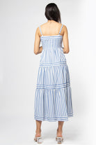 ميكا فستان ميدي بدون أكمام مقلم بالطول بحمالات