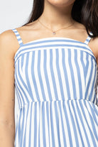 ميكا فستان ميدي بدون أكمام مقلم بالطول بحمالات