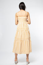 ميكا فستان ميدي بدون أكمام مقلم بالطول بحمالات