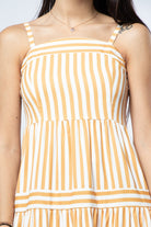 ميكا فستان ميدي بدون أكمام مقلم بالطول بحمالات