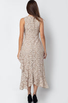 ميكا فستان ميدي ملفوف منقوش بفتحة صدر v بدون كم