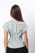 ميكا بلوزة رسمية بأزرار سبعة كم قصير نسائي