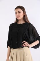 ميكا بلوزة دانتيل أوفر ساير بازرار أمامية 3/4 كم نسائي