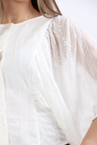 ميكا بلوزة دانتيل أوفر ساير بازرار أمامية 3/4 كم نسائي