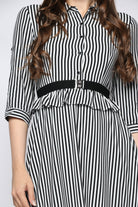 ميكا فستان ميدي مخطط بالطول مع حزام على الوسط