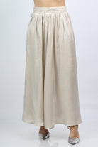 ميكا تنورة كلوش طويلة هاي ويست لامعة نسائية