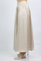 ميكا تنورة كلوش طويلة هاي ويست لامعة نسائية