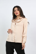 ميكا قميص ناعم سادة كم طويل نسائي