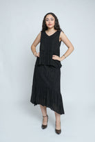 ميكا تنورة ميدي مقلمة بقصة سمكة