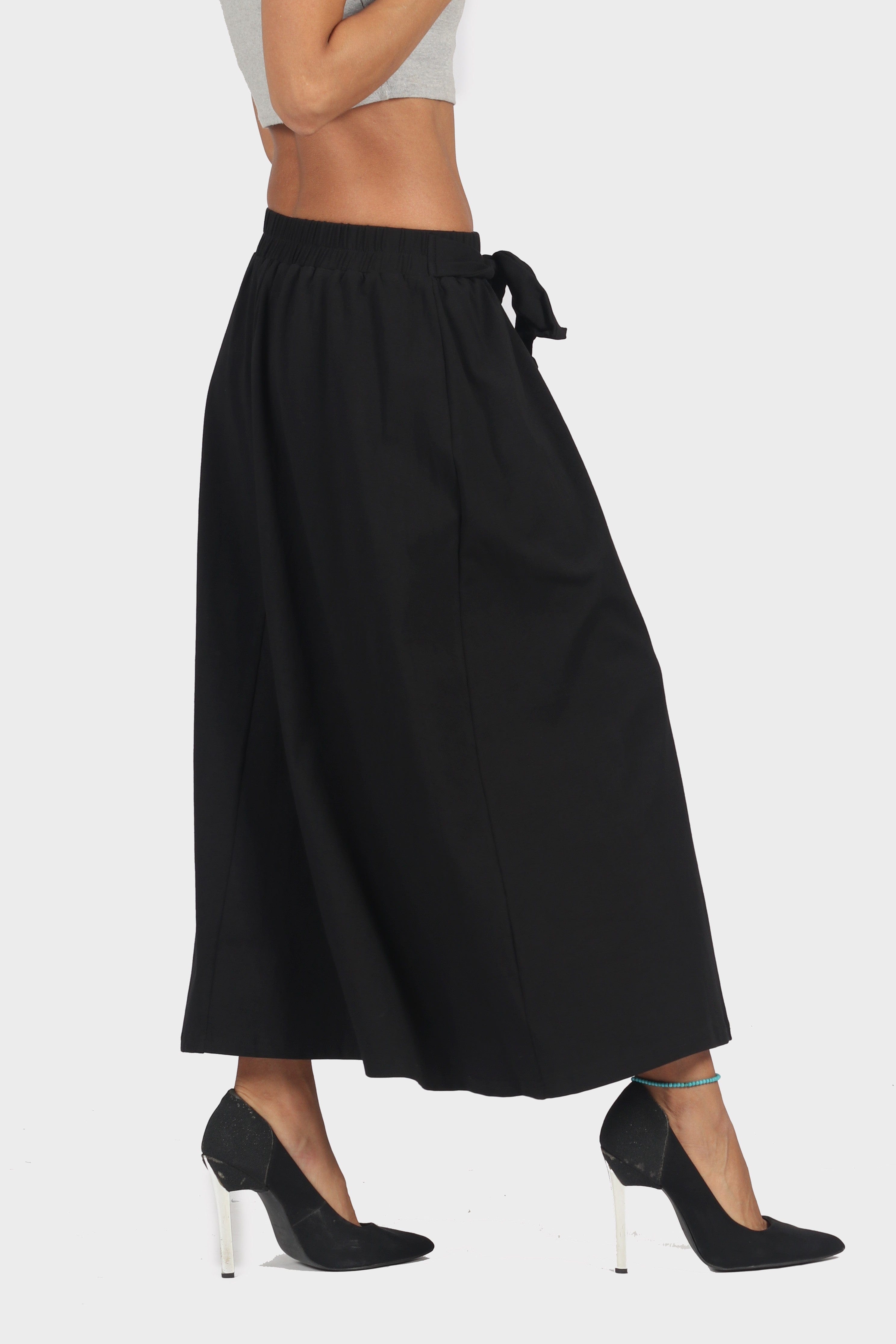 ميكا تنورة ميدي كاجوال سادة بحزام خصر