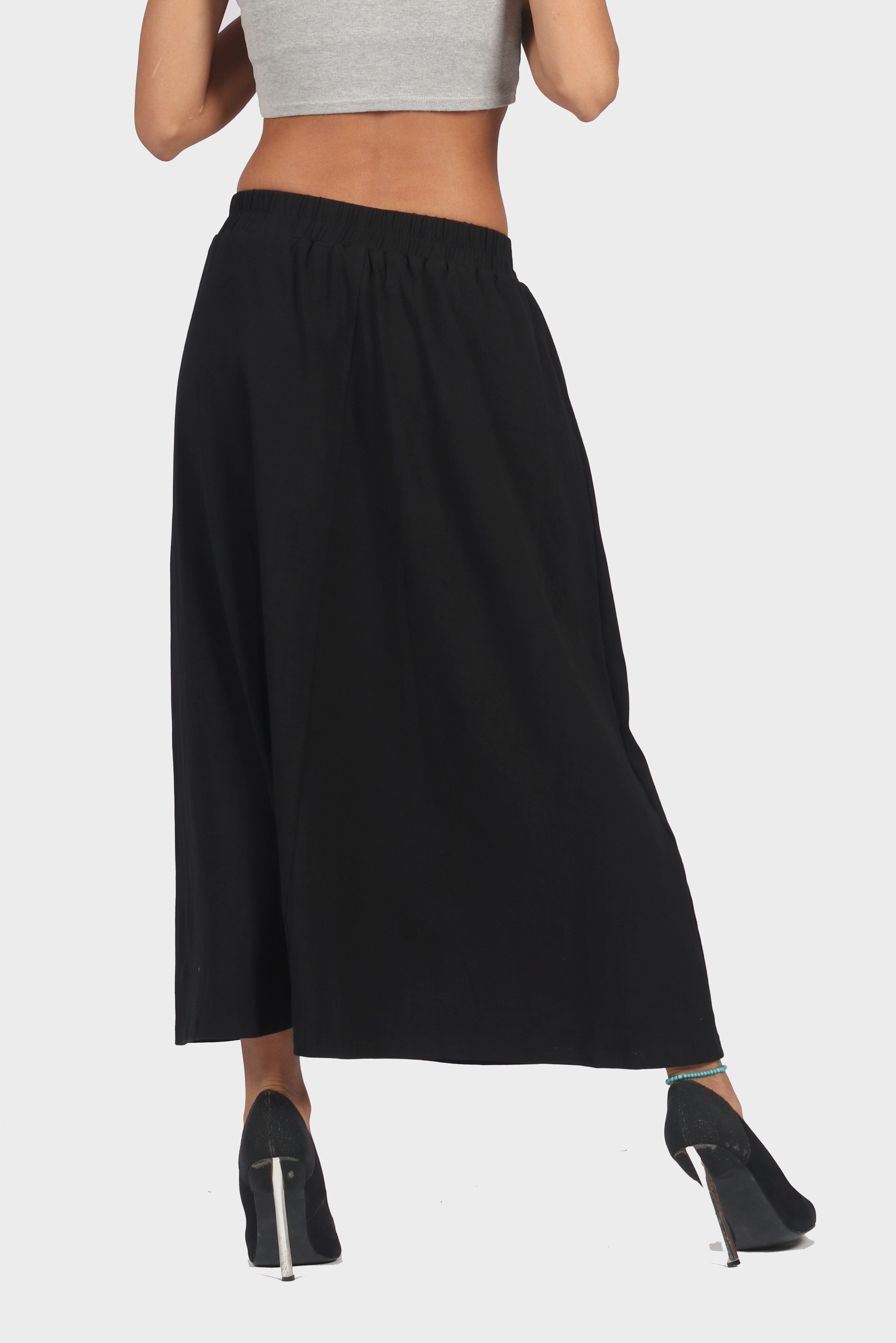 ميكا تنورة ميدي كاجوال سادة بحزام خصر