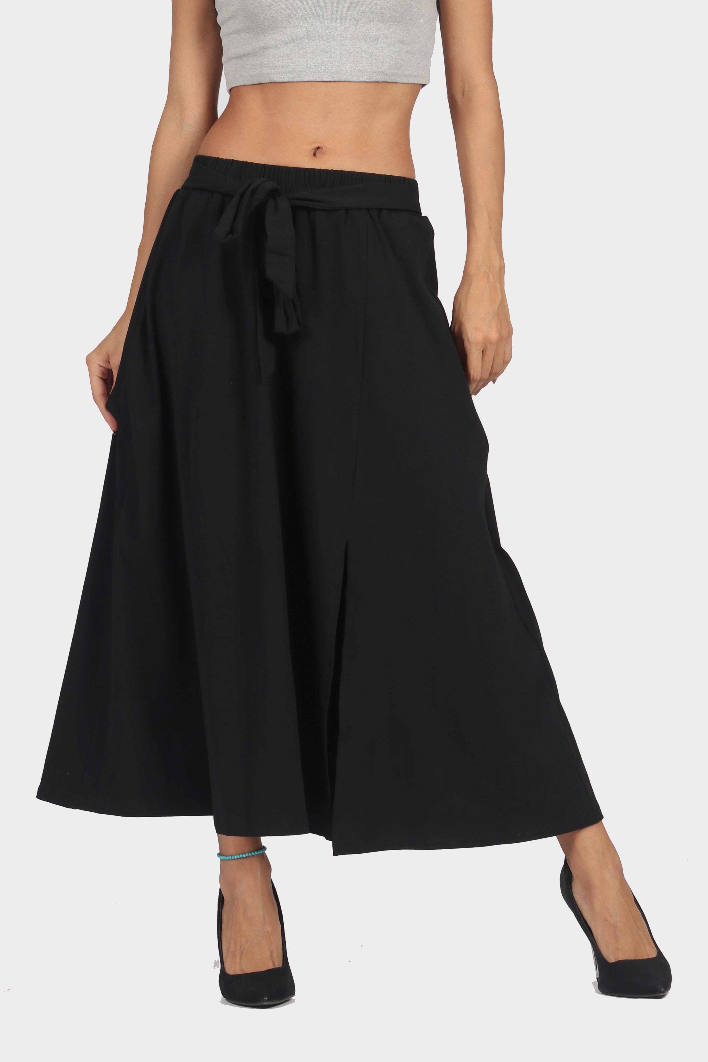 ميكا تنورة ميدي كاجوال سادة بحزام خصر