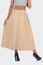 ميكا تنورة ميدي كاجوال سادة بحزام خصر