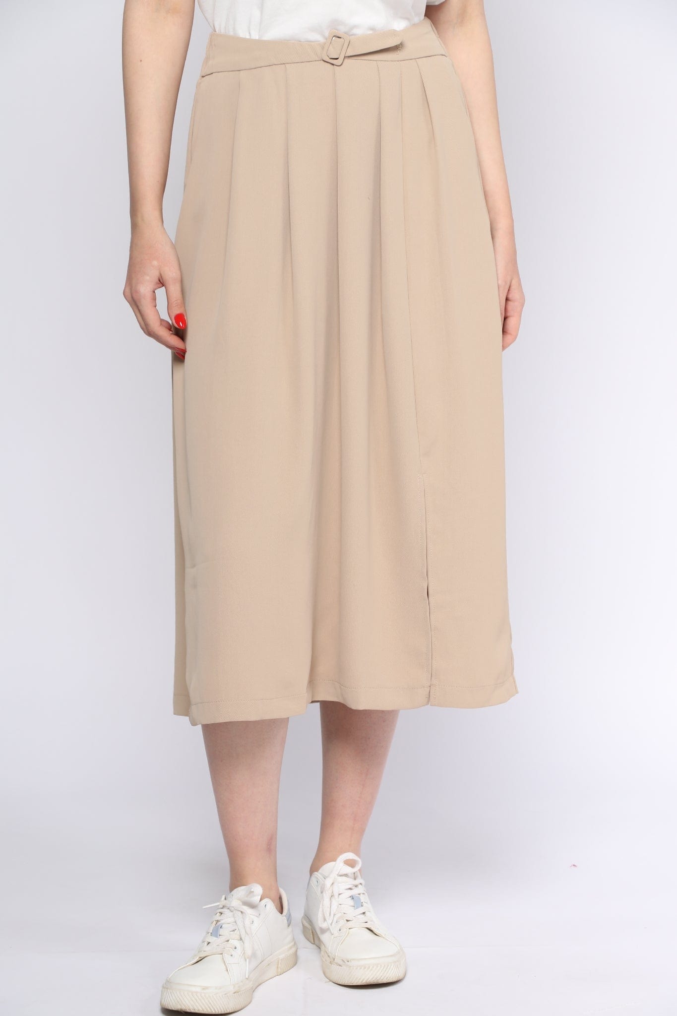 ميكا تنورة ميدي بخصر مرتفع سادة