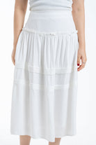 ميكا تنورة ميدي بكسرات عريضة نسائي