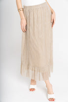 ميكا تنورة ميدي سادة واسعة من أسفل أصفر