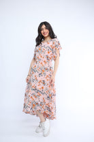 ميكا فستان ميدي مورد مخصر كم قصير مكشكش