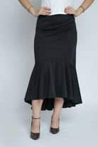 ميكا تنورة متوسطة الطول كشكش من الأسفل طويلة من الخلف قصير من الأمام