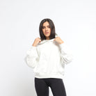 ميكا بلوزة على شكل هودي سادة بسحابات على الكتف بأكمام طويلة